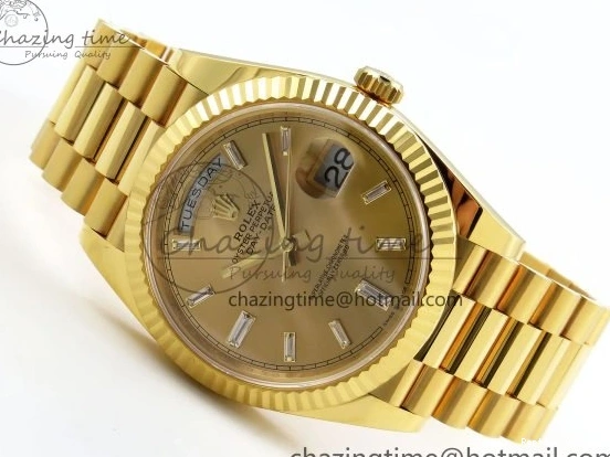 1225 WrinkleFree DayDate 40 228238 ARF 904L Steel YG Crystal Diamonds Bezel on President Bracelet VR 1550